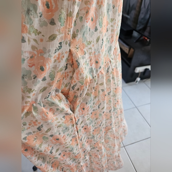 Yours Truley | Spring Maxi Dress | Size 10| POCKETS | Orange and green flowers| - Picture 5 of 6